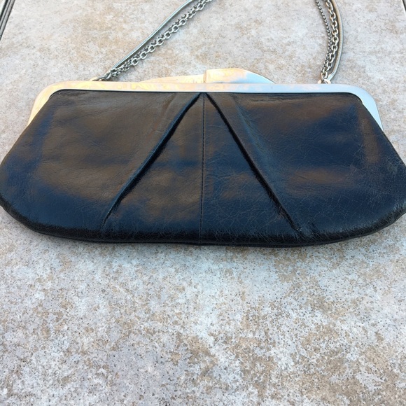 Hobo black clasp chain clutch